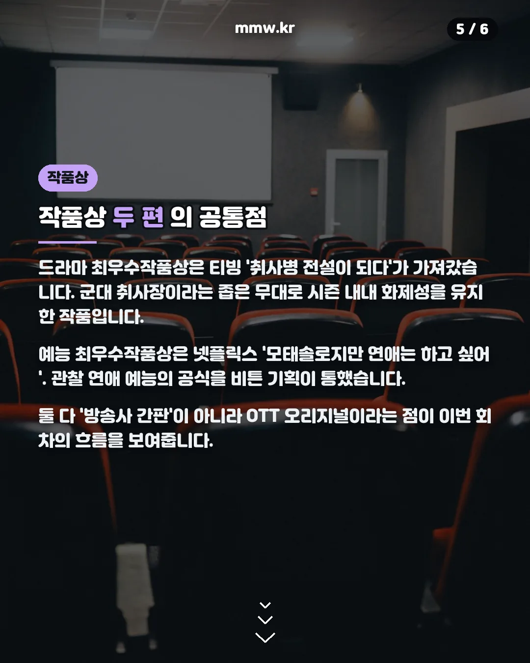 청룡시리즈어워즈 작품상 취사병 전설이 되다 모태솔로