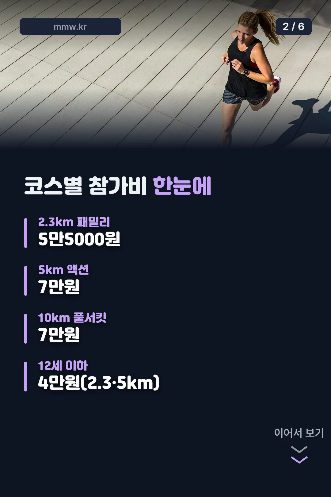 2026 마블런 코스별 참가비 한눈에